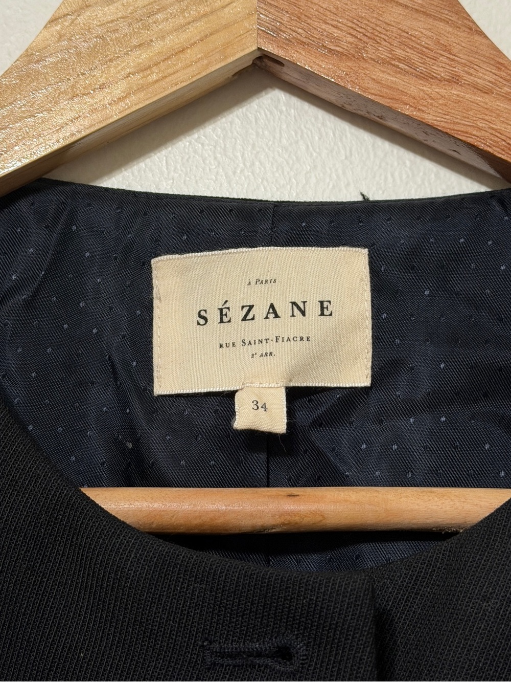 Sezane Black Button Vest Size 34 or XS Wool Blend NEW NWOT - Picture 3 of 9
